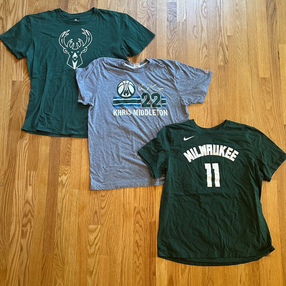 THREE Milwaukee Bucks Shirts- Fanatics, Homage, Nike